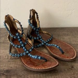 Sam Edelman zipper back blue sandals